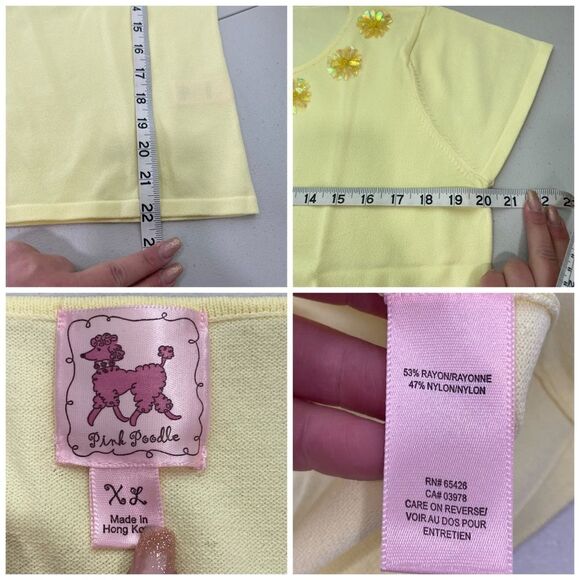 PINK POODLE Yellow Top with Flower Decals - Picture 7 of 7